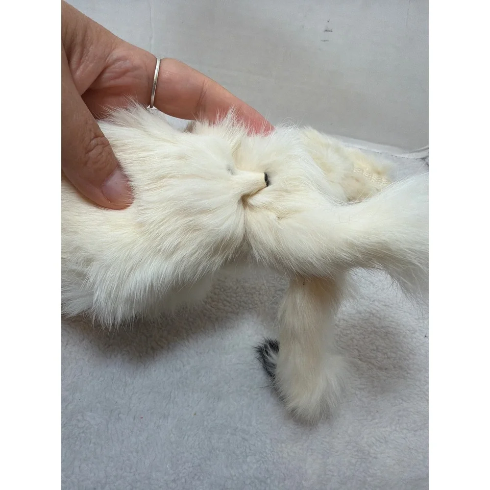 Vintage MCM Baar & Beards Top Hit Fur Stole Scarf White Real Fur Clip Closure